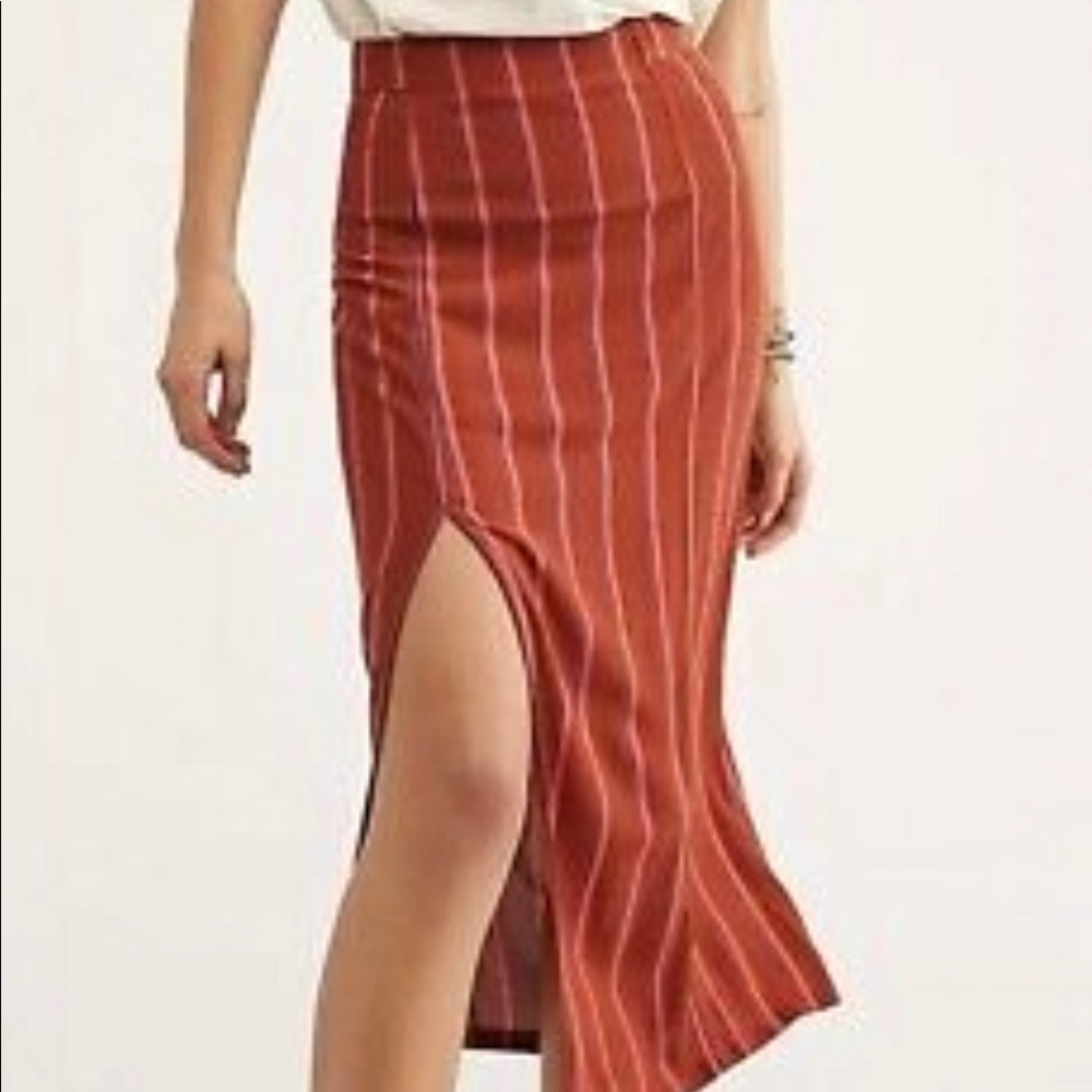 NWT Free People Sydney Printed Slit Midi Skirt